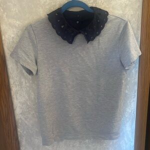 Halogen detachable eyelet collar blouse